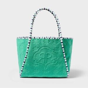 NWT- Roller Rabbit X Target - Star Geo Large Terry Beach Tote Bag Green